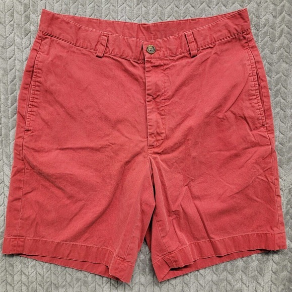 Brooks Brothers 346 Chino Shorts Men's Size 33 Red Flat Front Cotton‎ Logo - Picture 1 of 7